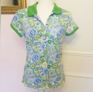 LILLY PULITZER green floral polo